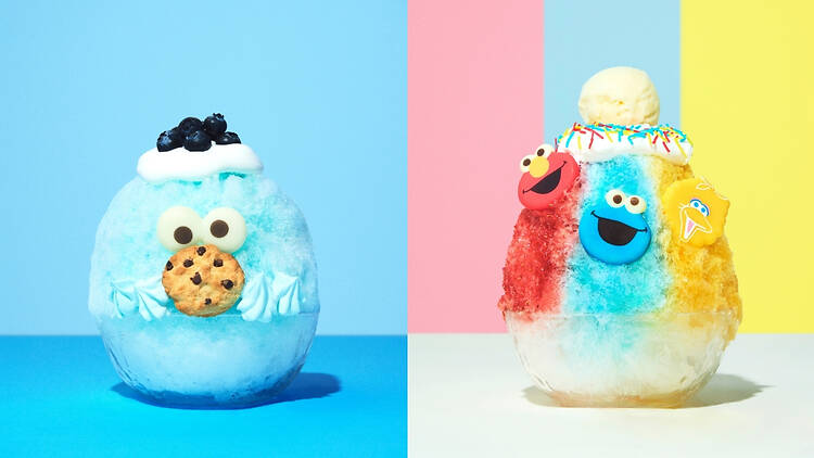 Sesame Street character kakigori shaved ice dessert