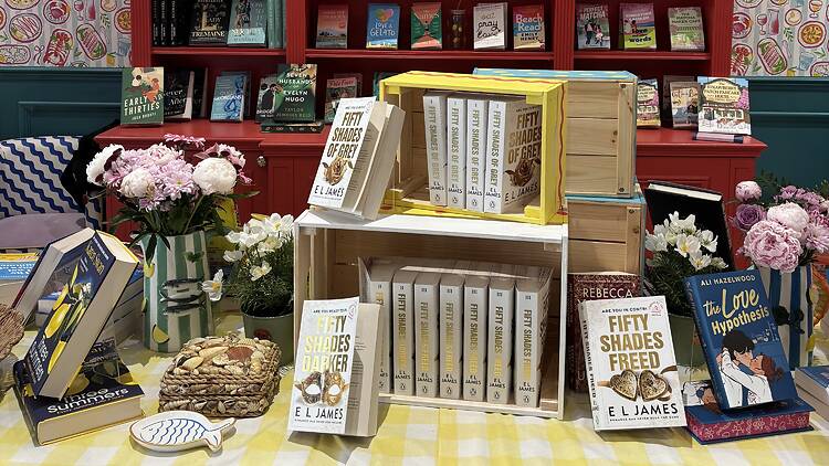 A display at Saucy Books with Fifty Shades Freed