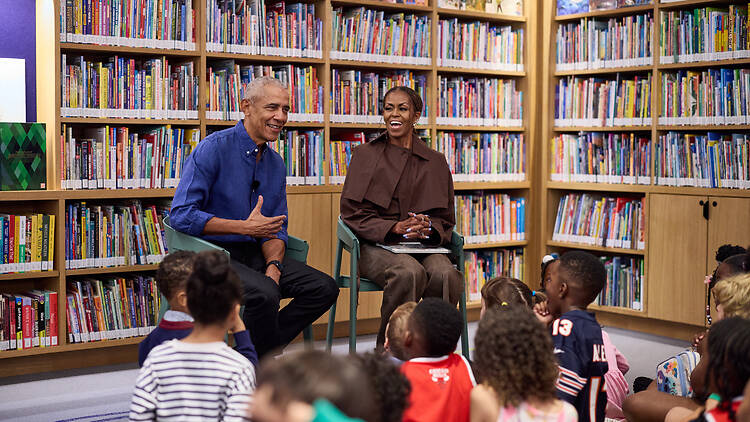 President and Mrs. Obama read "Where the Wild Things Are" by Maurice Sendak to children in the new branch of the Chicago Public Library at The Obama Presidential Center. President and Mrs. Obama read "Where the Wild Things Are" by Maurice Sendak to children in the new branch of the Chicago Public Library at The Obama Presidential Center.