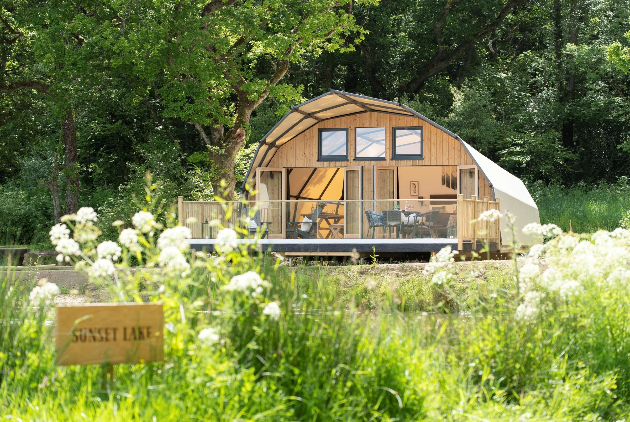 A glamping hut at the Clawford Lakes Resort & Spa, in Devon, England. VisitEngland Awards for Excellence 2026 Gold Winner - Camping, Glamping and Holiday Park of the Year.