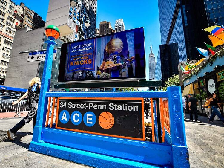 The Knicks-themed Penn Station subway stop is staying orange and blue until the next NBA season The Knicks-themed Penn Station subway stop is staying orange and blue until the next NBA season