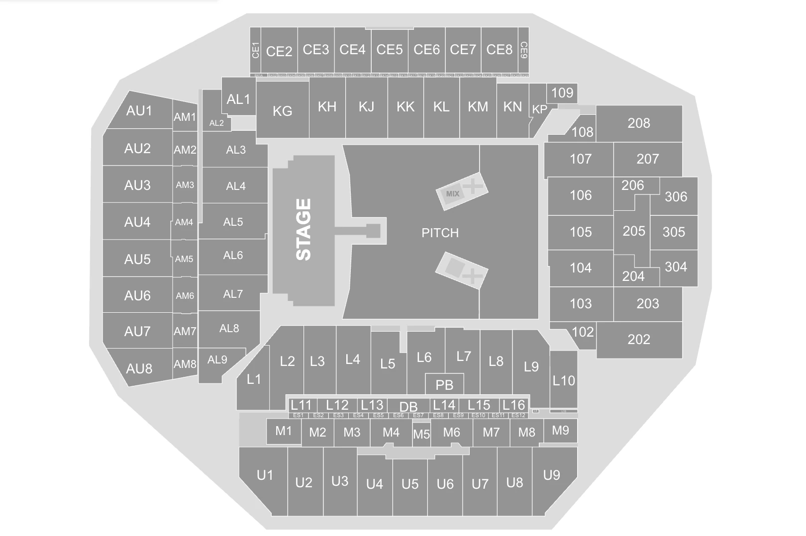 Anfield seating map for Foo Fighters, 2026