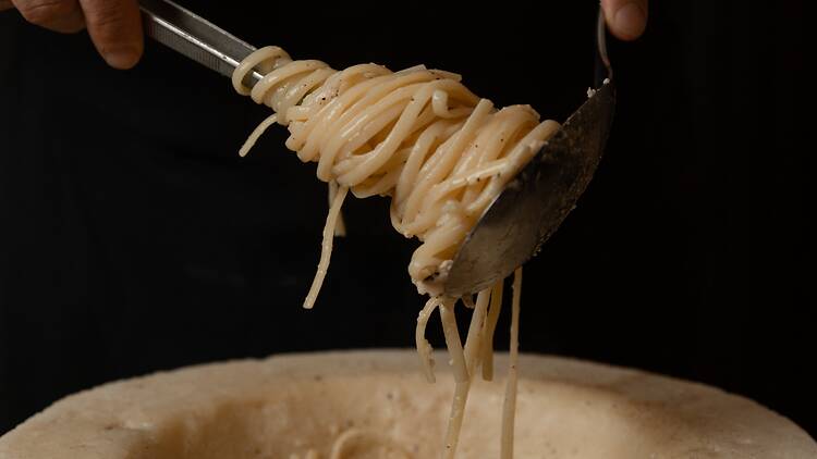 Cheese wheel pasta