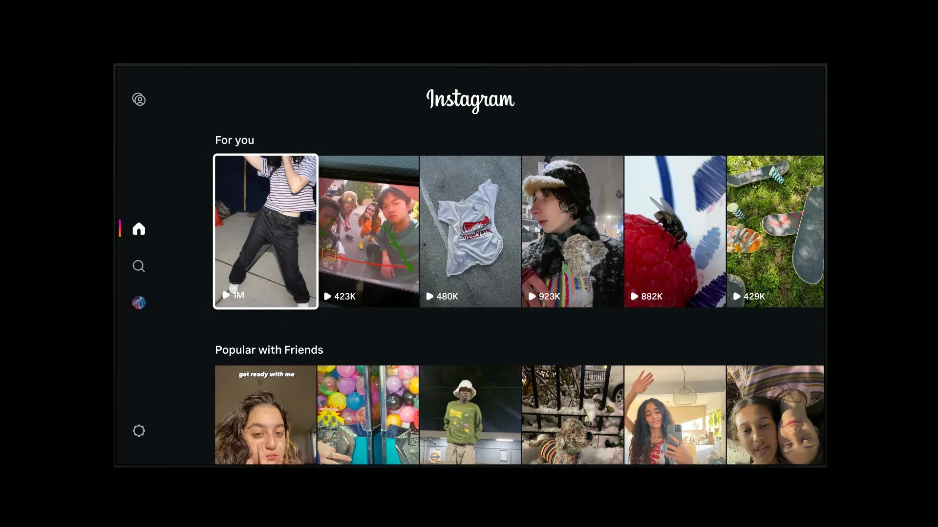 A menu of Reels to watch on Instagram for TV