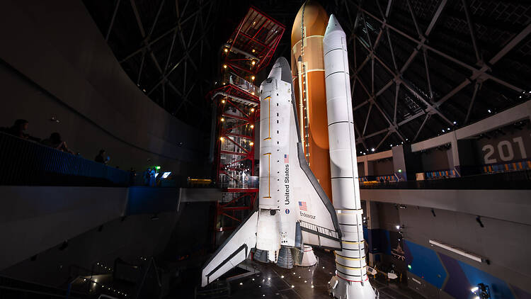 Space Shuttle Endeavour inside the Samuel Oschin Shuttle Gallery at the California Science Center Space Shuttle Endeavour inside the Samuel Oschin Shuttle Gallery