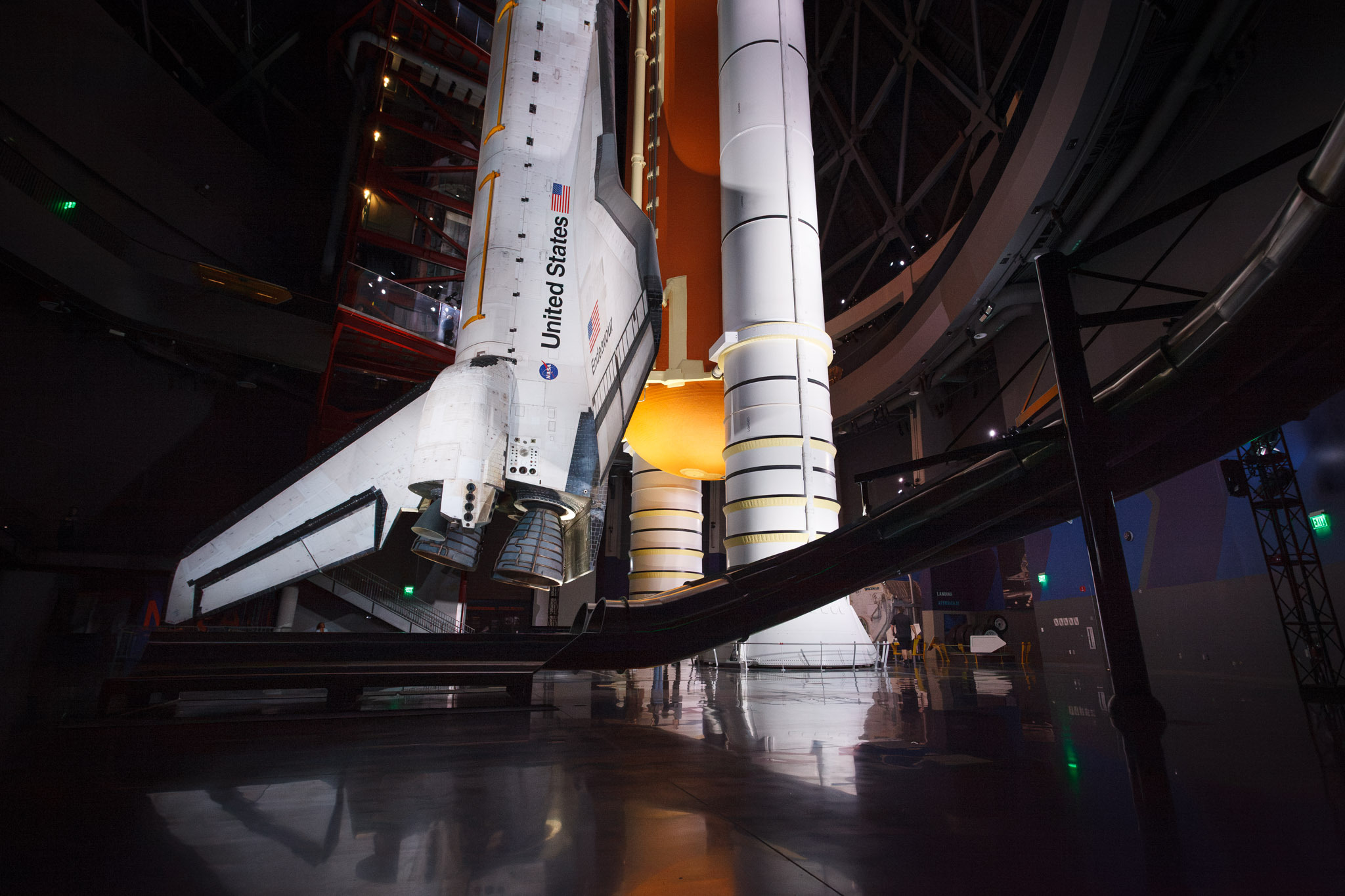 Space Shuttle Endeavour inside the Samuel Oschin Shuttle Gallery at the California Science Center