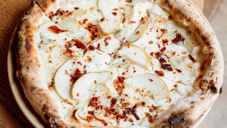 Pizza de pêra, presunto e mel do Santarita Pizza de pêra, presunto e mel do Santarita