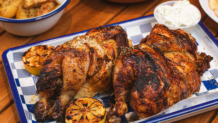 Half roasted chicken from the The Gyro Project