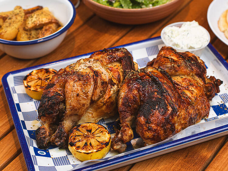 Half roasted chicken from the The Gyro Project