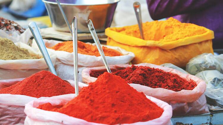 The markets of Mehrauli village The markets of Mehrauli village