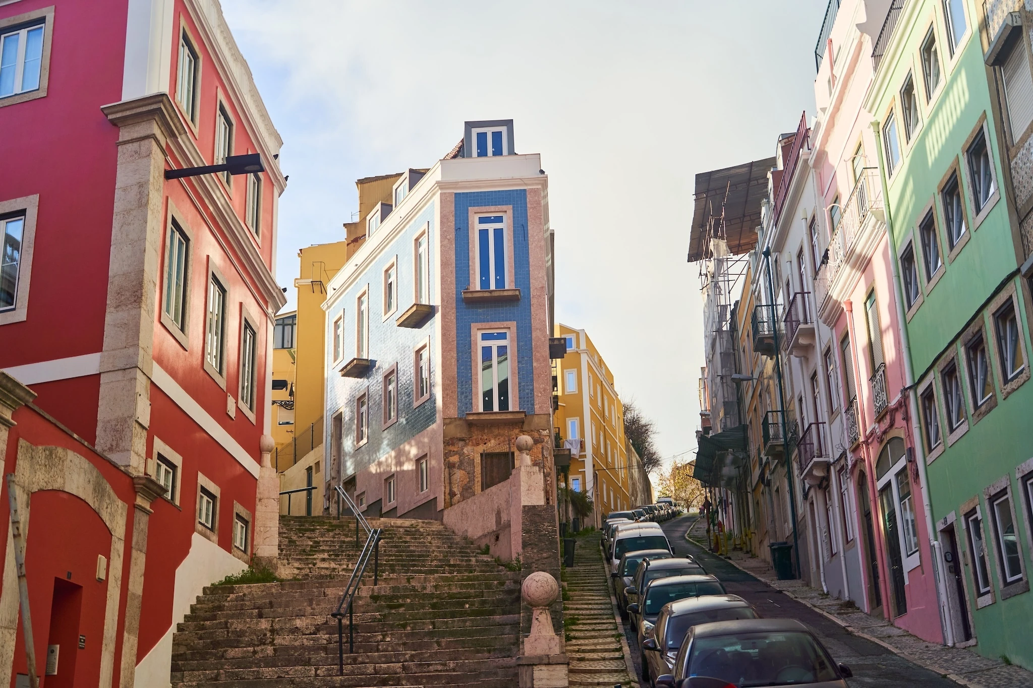 A colourful street in Lisbon, Portugal 
