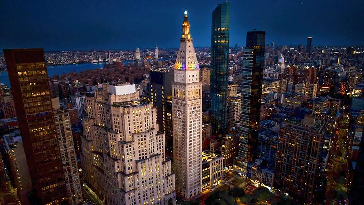 The clock tower at the New York EDITION.