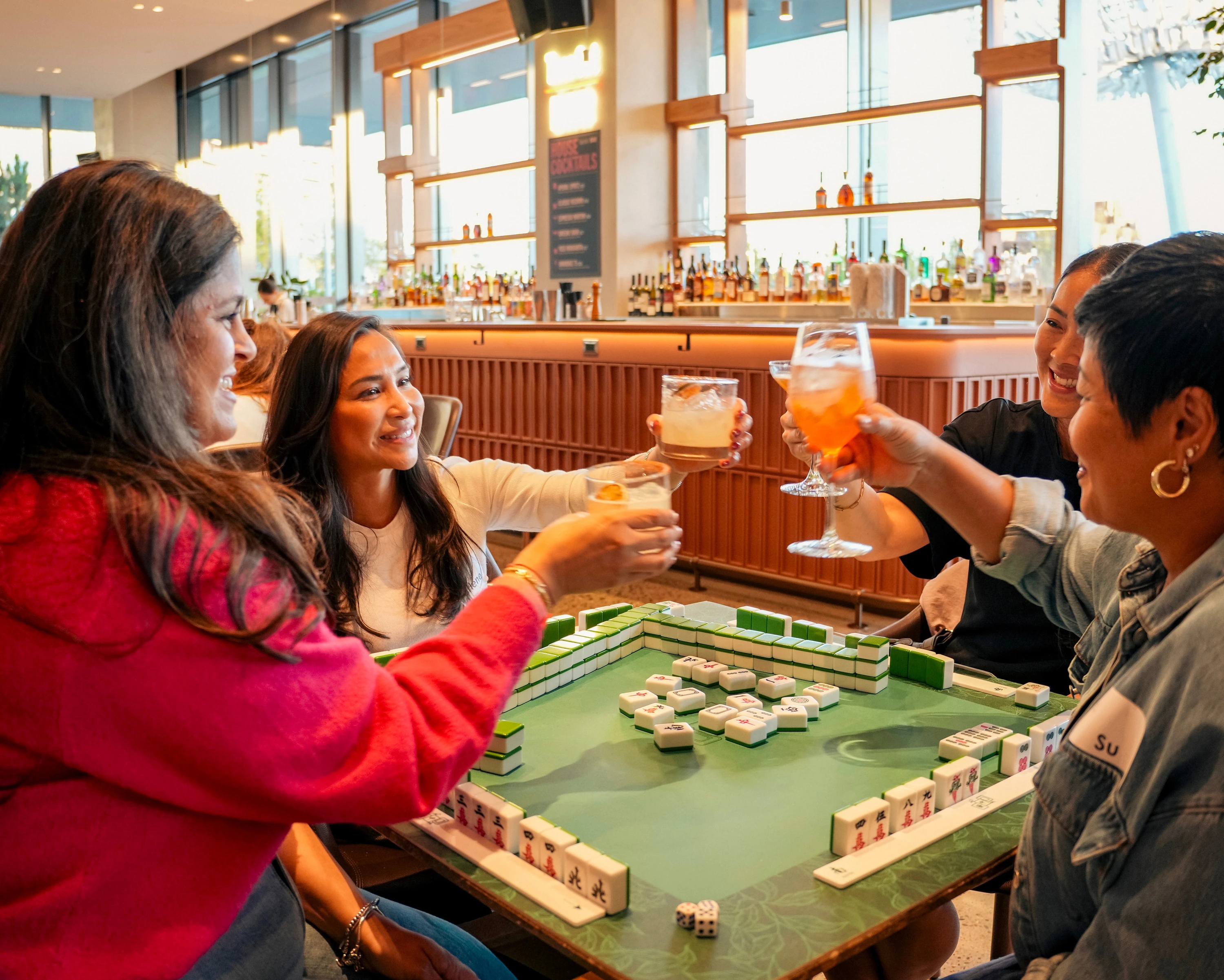 People playing Mahjong 