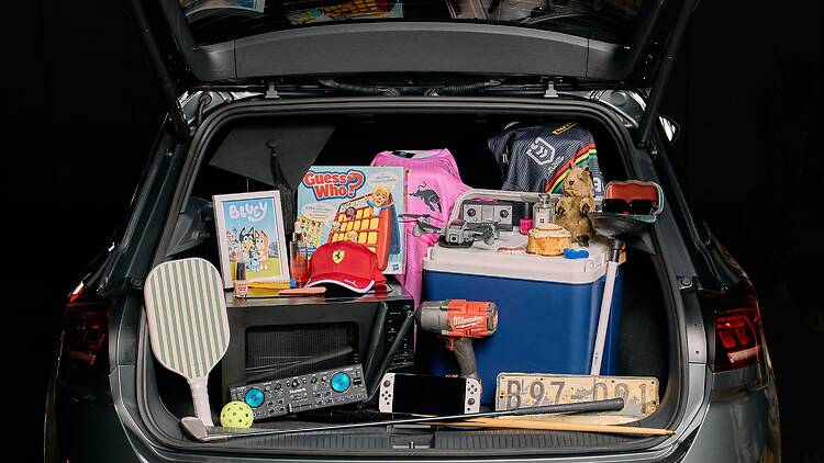 Trunk of car with goods