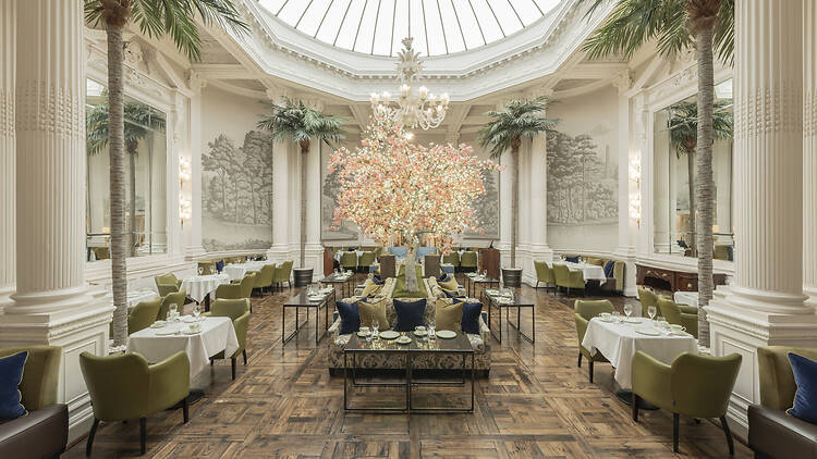 The Palm Court for afternoon tea at The Balmoral in Edinburgh, Scotland 
