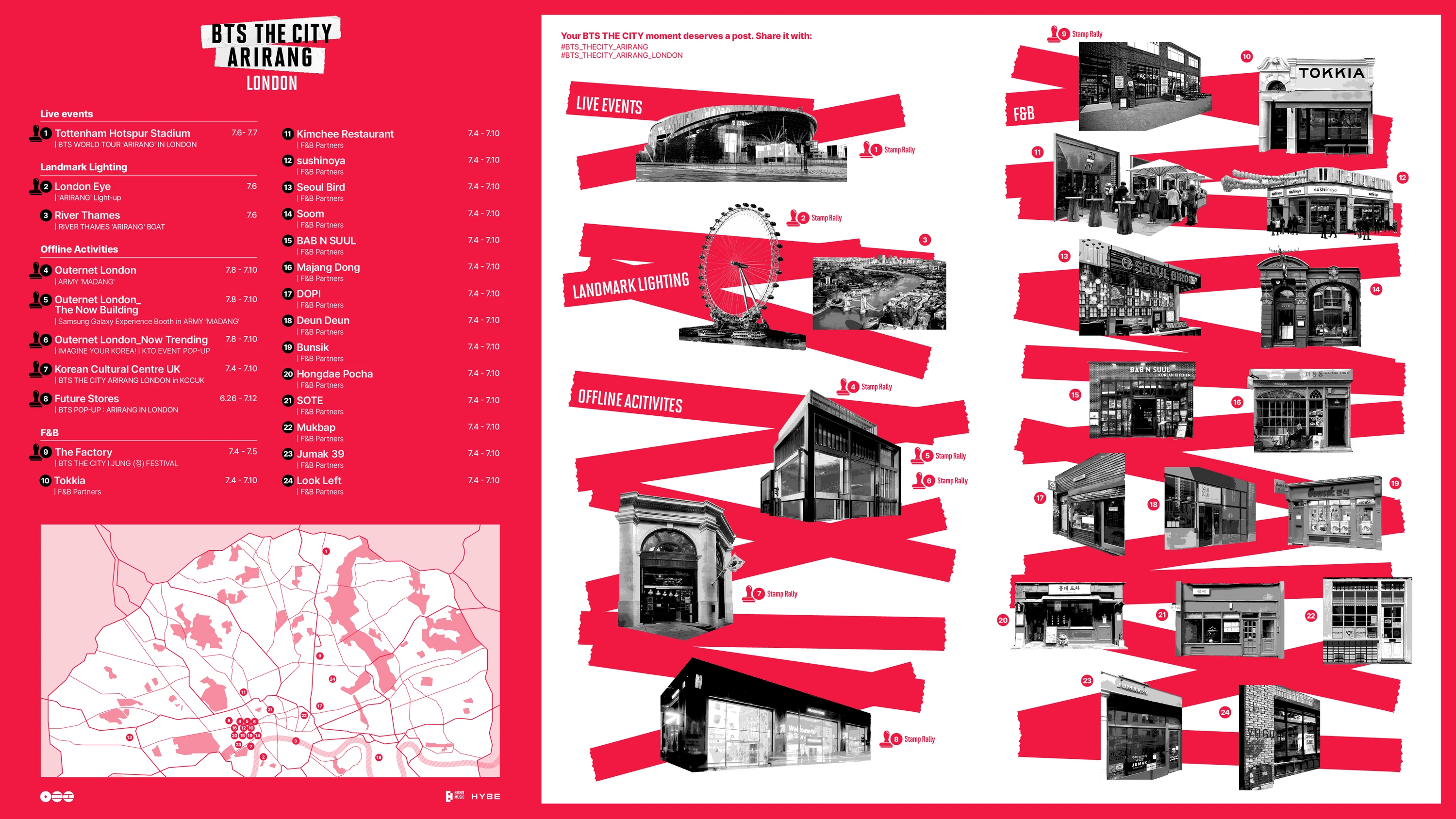 Map of BTS The City ARIRANG London