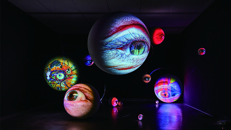 ‘Specular’, 2021, installation sketch for ‘Tony Oursler: Tech/Gnosis – Magic, Media, Art’