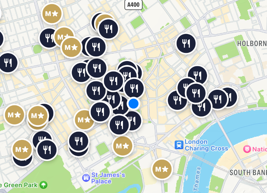 Screenshot of London set menu map 