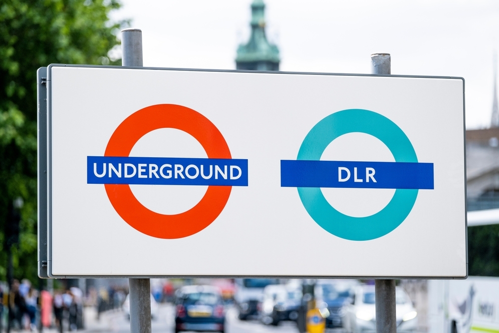Sign for the DLR and London Underground