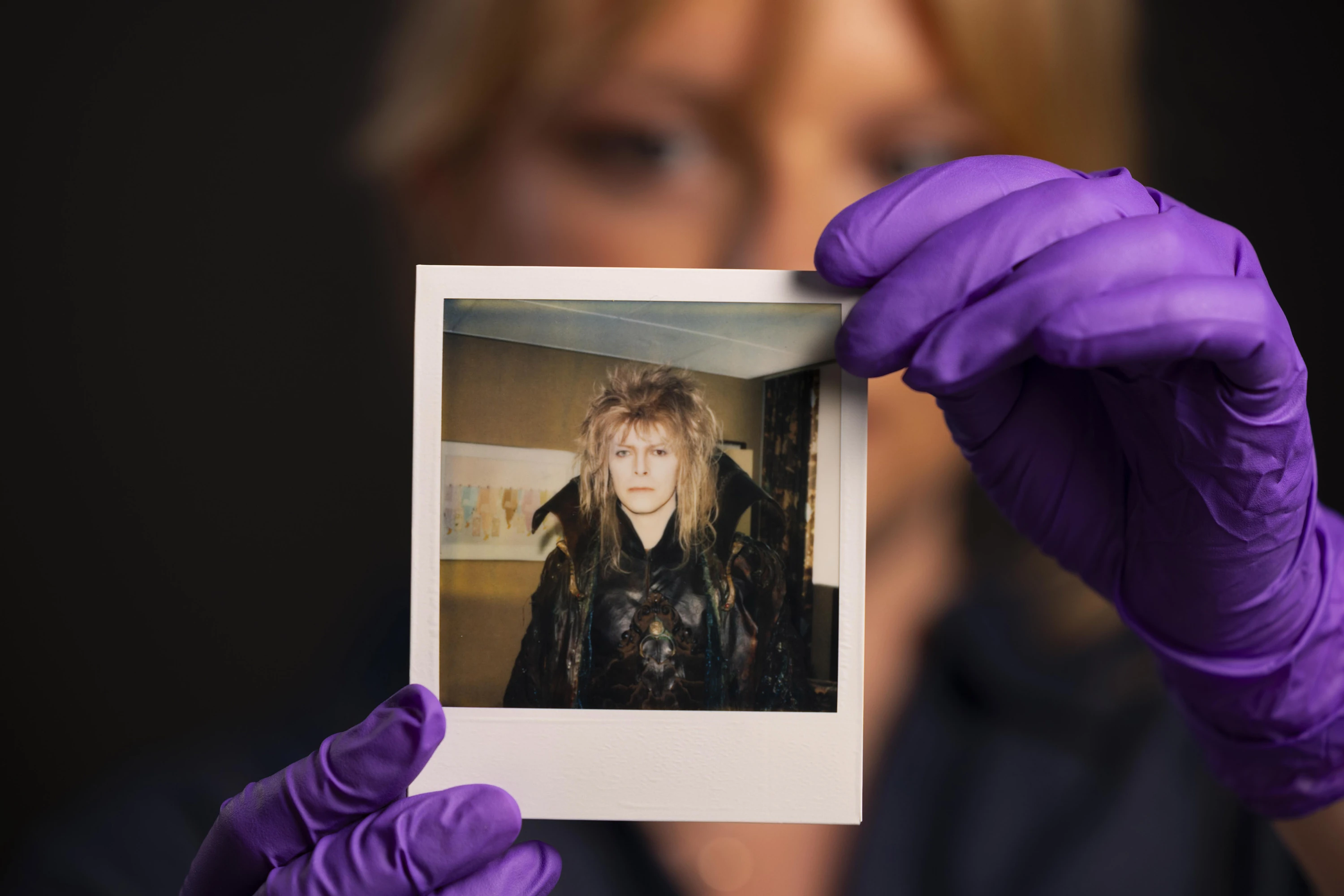 Polaroid of David Bowie's costume fittings for the character of Jareth in the 1986 film Labyrinth