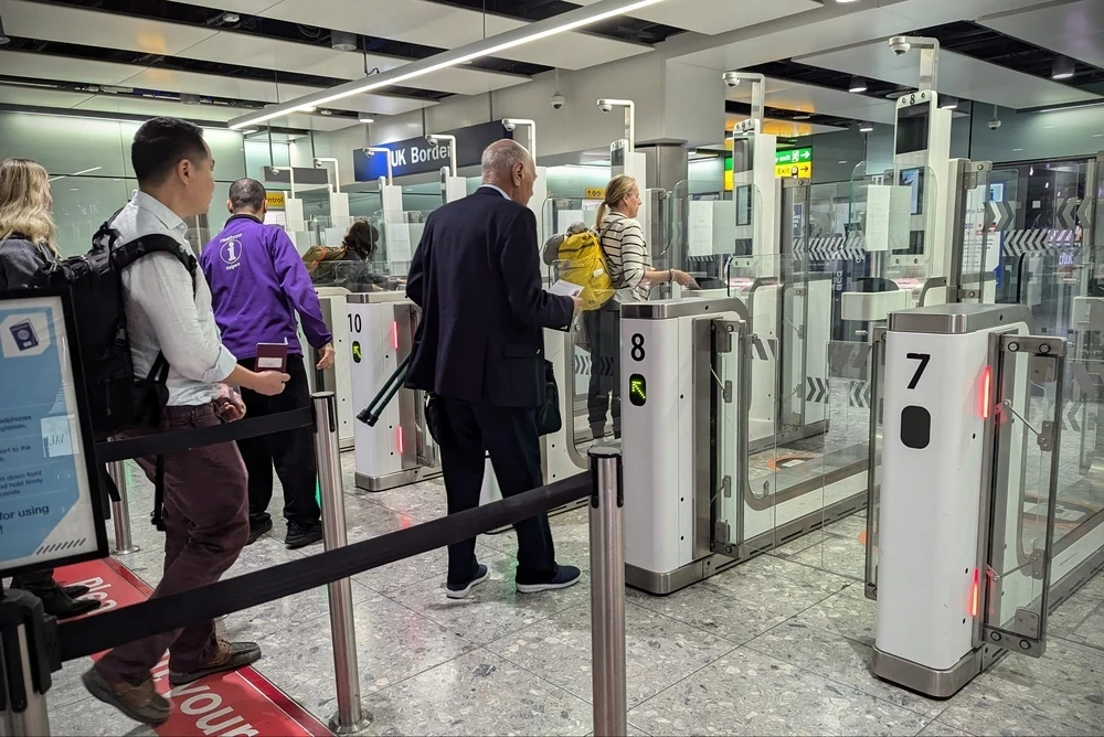 Passport control at Heathrow Airport, London