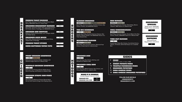 Smashed Express Menu