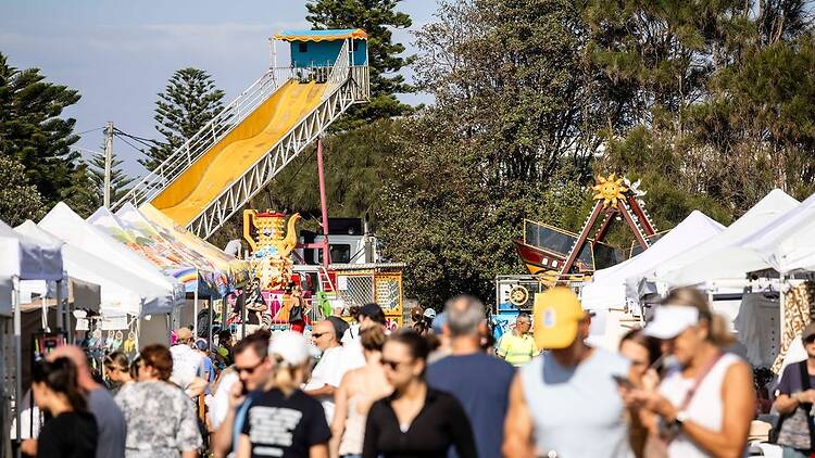 Cronulla Winter Market people attending the Cronulla Winter Market with stalls and rides