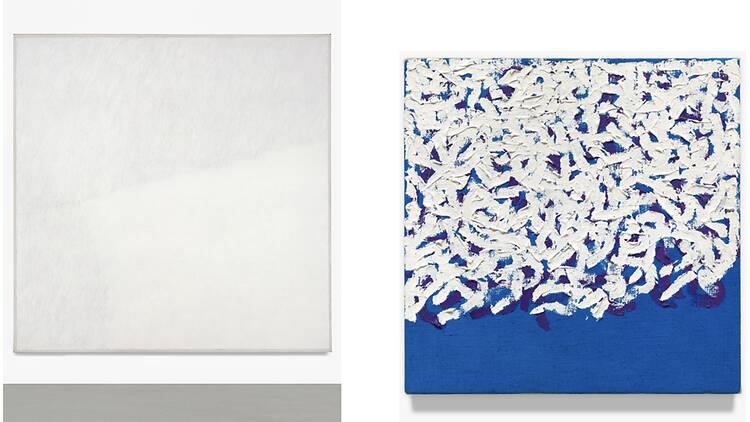 Robert Ryman, Surface Veil II, ca. 1970; Robert Ryman, Untitled Study, 1963.