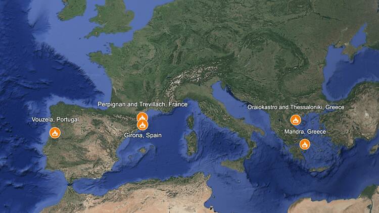 July 2026 wildfires mapped across Europe July 2026 wildfires mapped across Europe