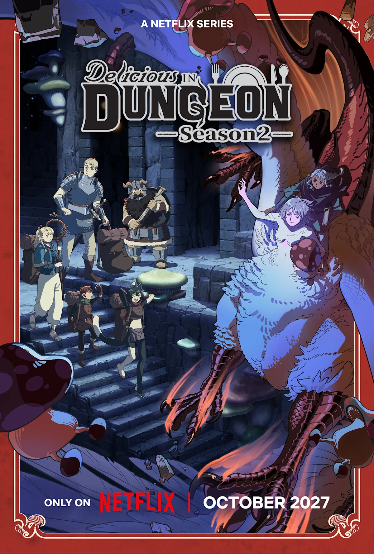 Delicious in Dungeon season 2 teaser image shows the party running after Falin