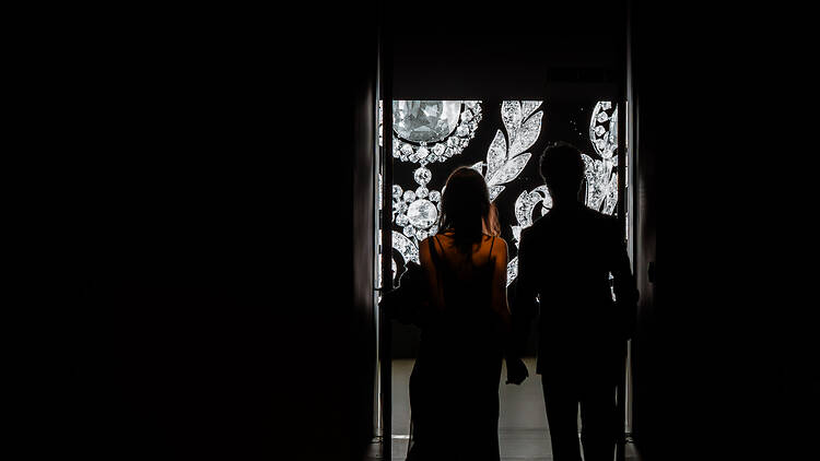 NGV Friday Nights People walking into a jewellery exhibtion