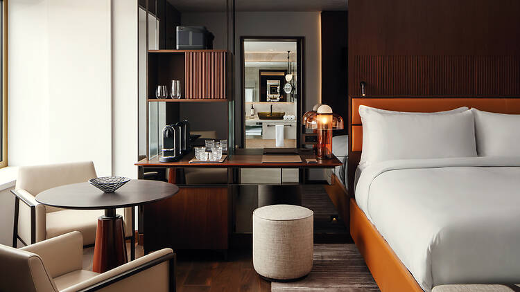 Guest room in the Fairmont Golden Prague hotel in Czechia