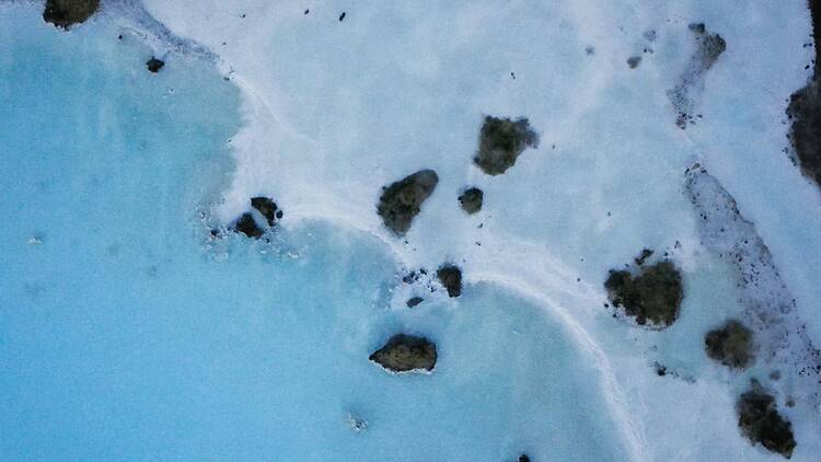 Taste of Iceland - The Blue Lagoon Arial shot of the Blue Lagoon in Iceland