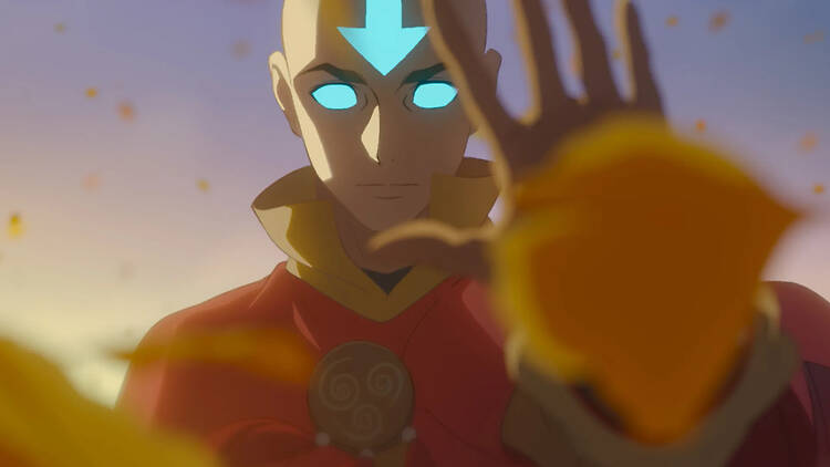 Avatar Aang: The Last Airbender A screen grab of Aang in the Avatar state from Avatar Aang: The Last Airbender