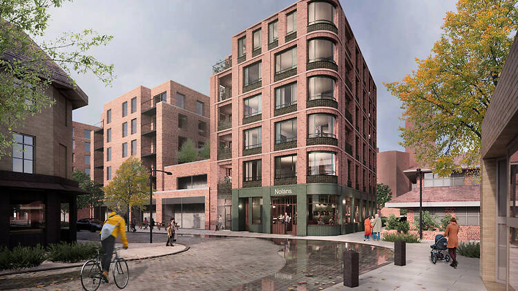 Render of corner view of Nolan's pub in Lambeth Render of corner view of Nolan's pub in Lambeth