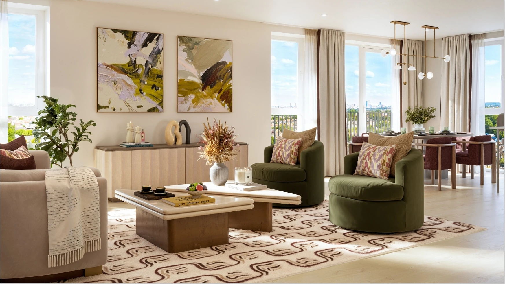 Render of flat interior in Sutton Garden Square regeneration project