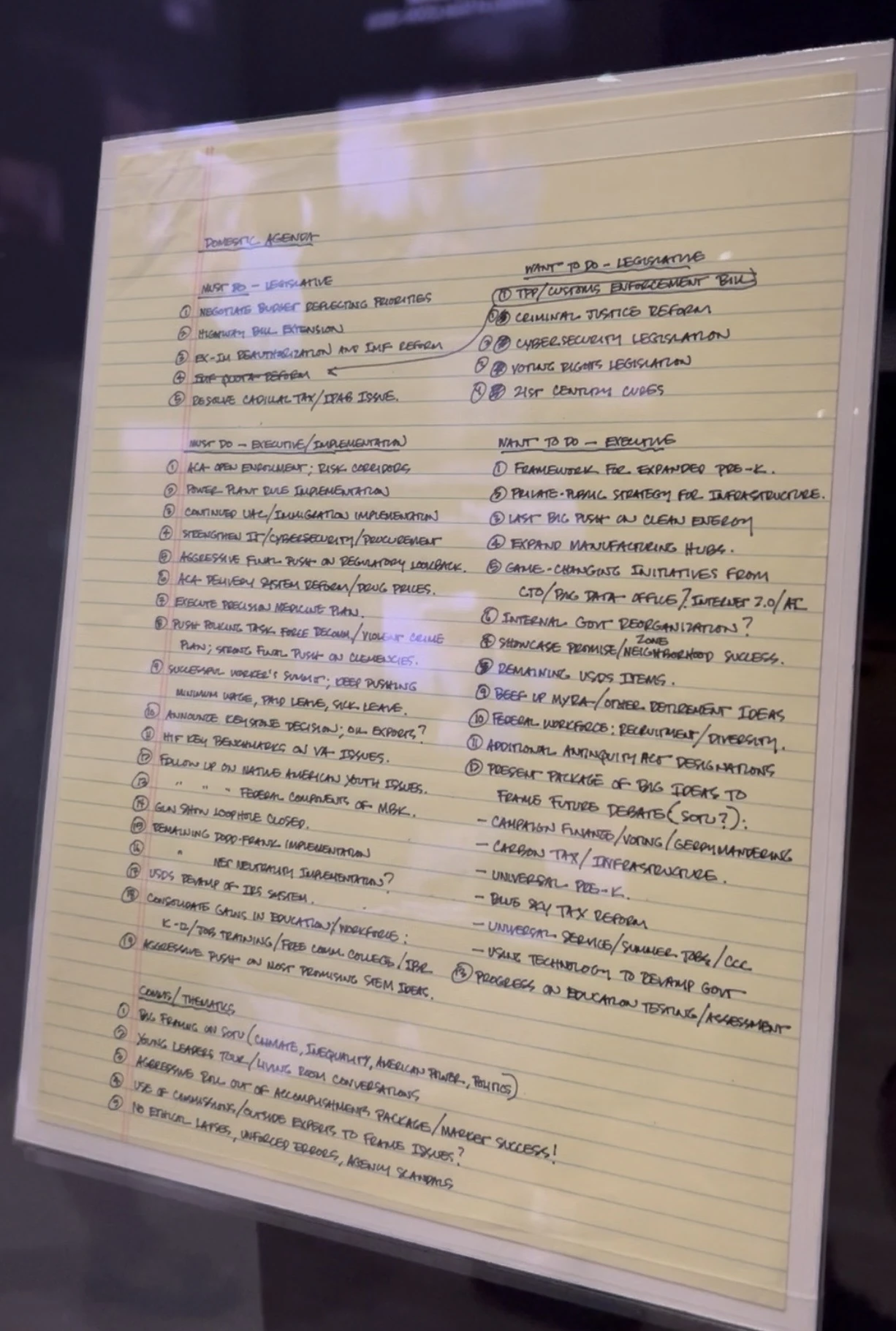 Barack Obama's handwritten domestic agenda