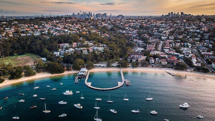Balmoral Baths, Balmoral Aerial overlooking Balmoral Baths, Sydney.