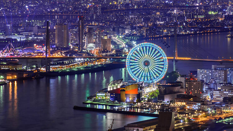 Night view of Osaka from the Cosmo Tower Observatory