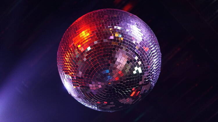 A close-up of a disco ball. A close-up of a disco ball.
