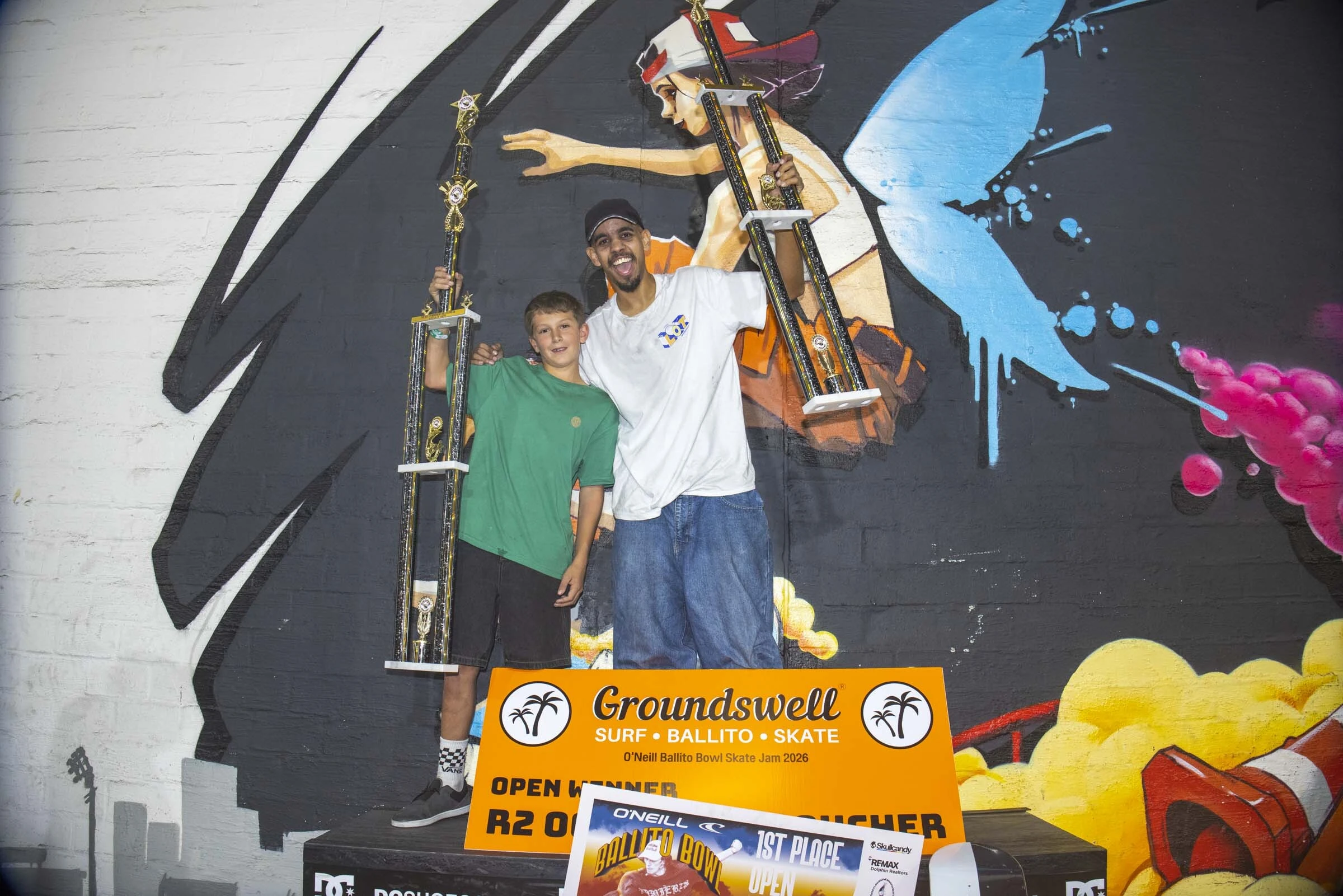 Jake Turnbull won the Grom's division and Tylor Houston the Open's Division at this year's O'Neill Ballito Pro Skate Jam.  