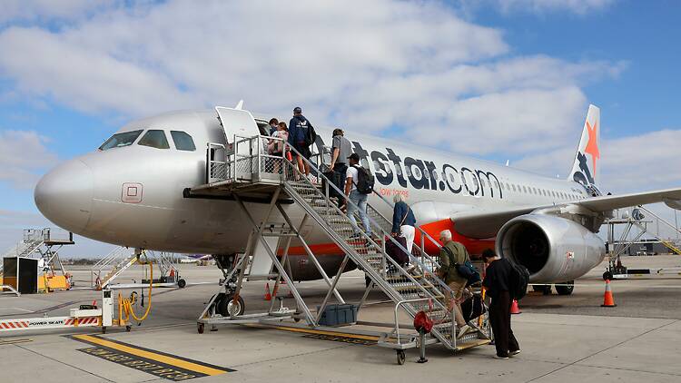 Jetstar People boarding Jetstar plane