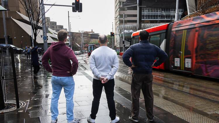 Guiness World Record Men posing in 'dad stance'