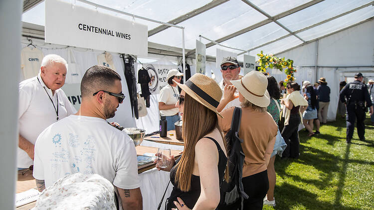 Horizontal Festival Wine tasting in an outdoor tent