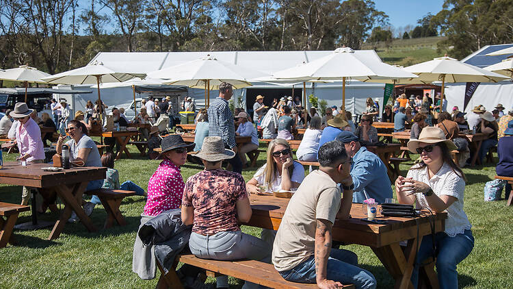 Horizontal Festival An outdoor festival with a lot of people gathered at tables