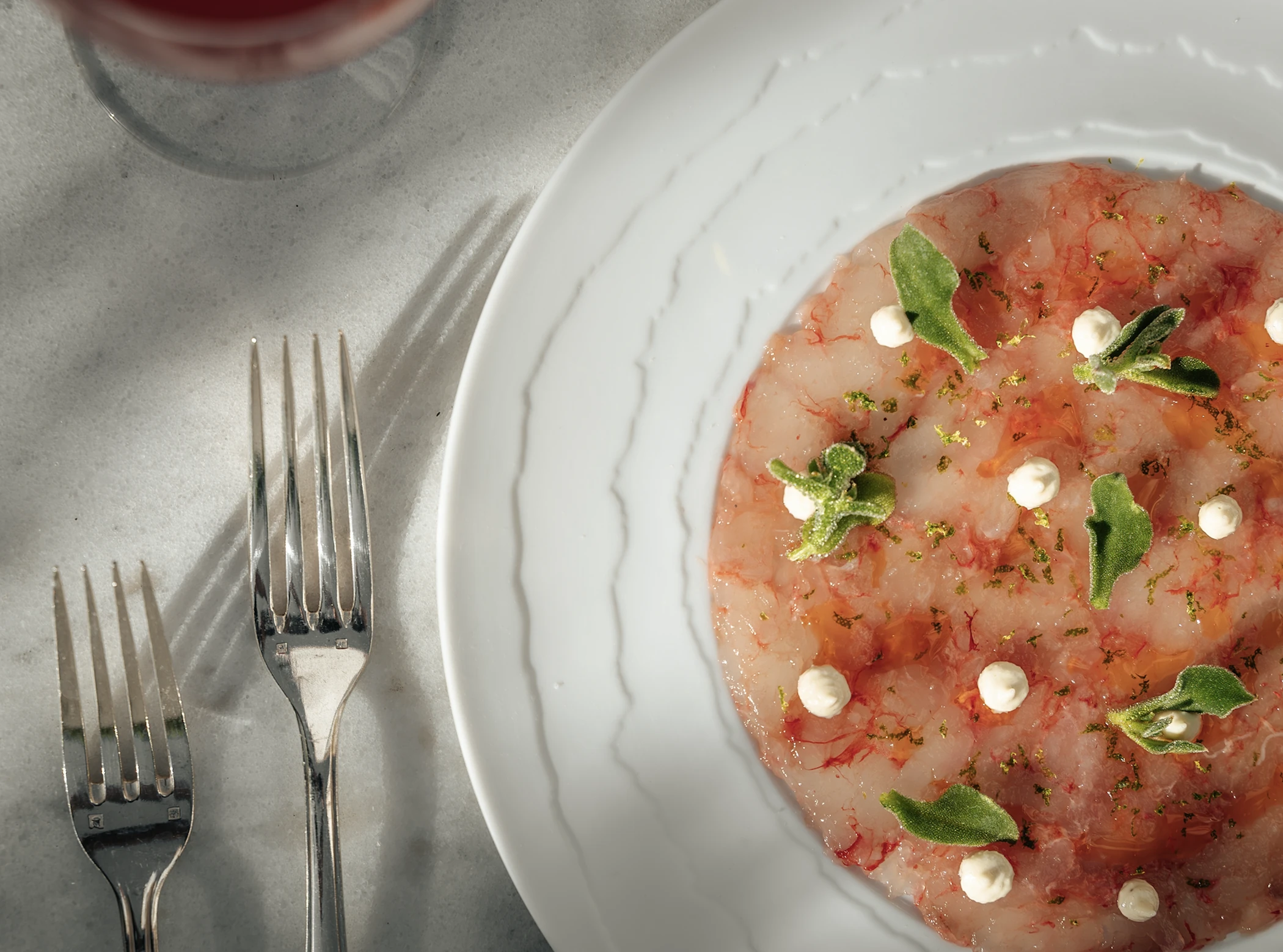 Carpaccio de gamba vermelha