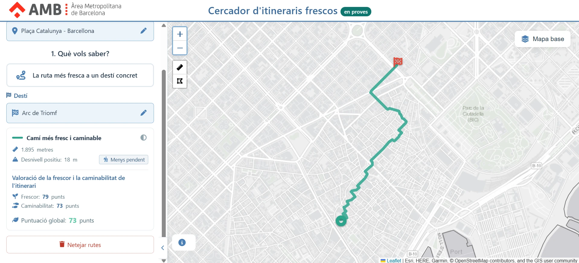 Captura de pantalla del mapa de la AMB