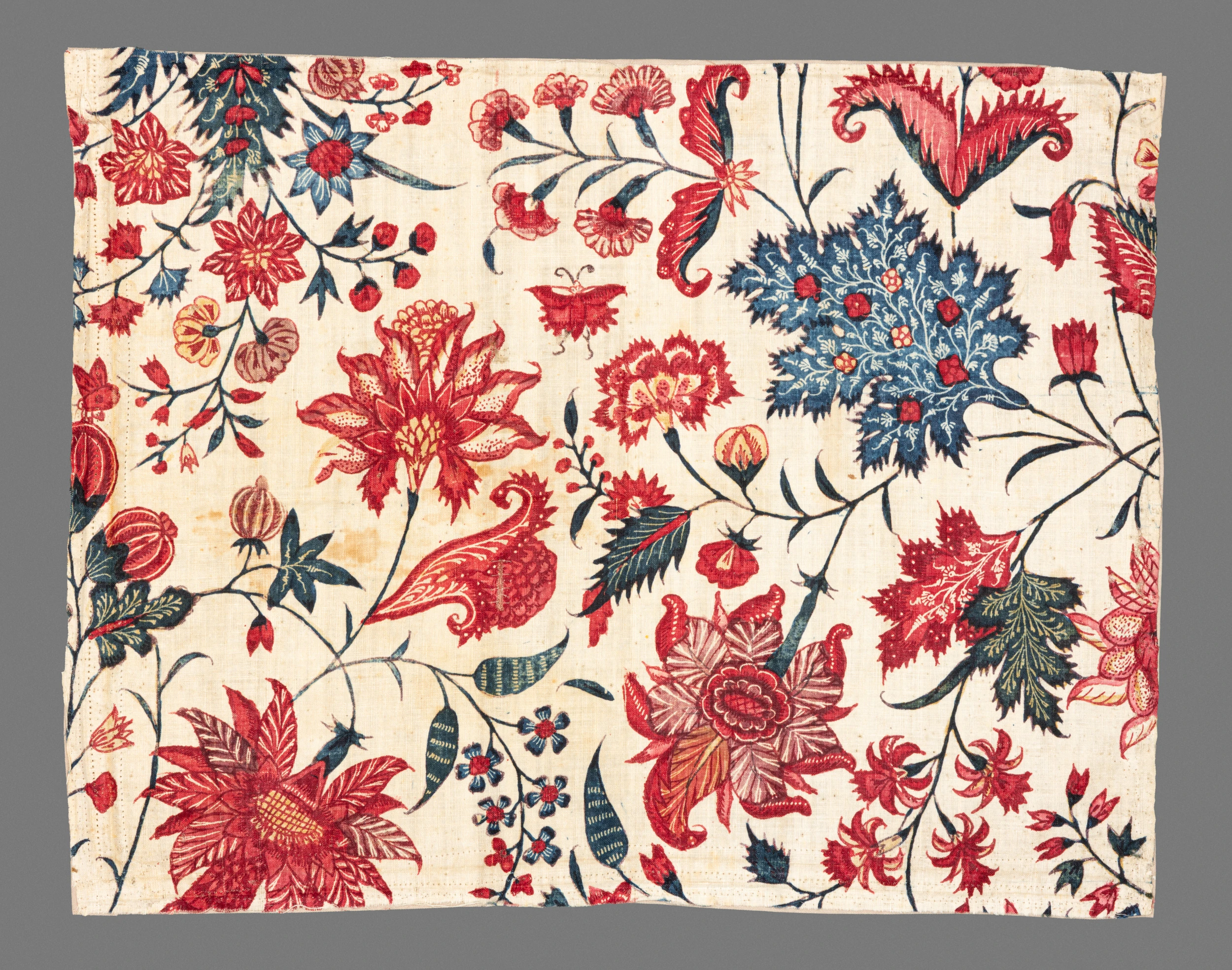 Dress panel or bauw, made in Coastal southeast India, 18th century. Hand painted and dyed cotton