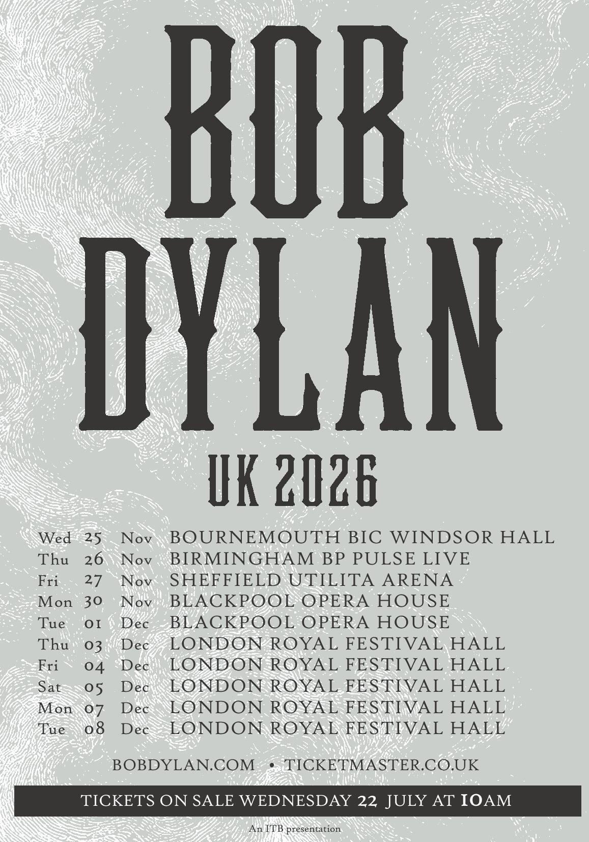 Bob Dylan UK Tour 2026