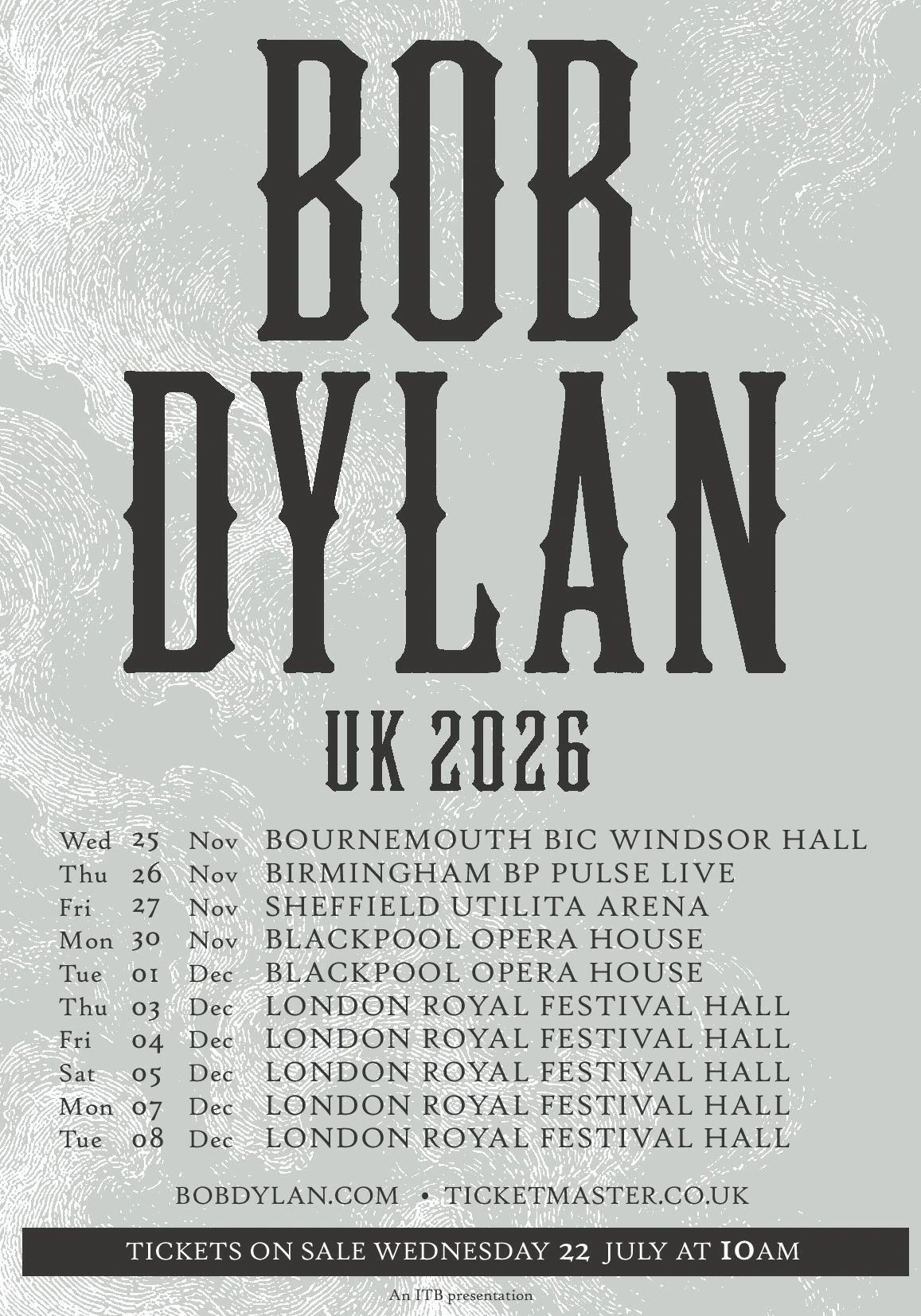 Bob Dylan UK Tour 2026